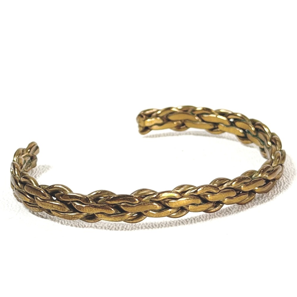 Sergio Lub Braided Gold Bracelet Cuff Woven Metal Jewelry Vintage